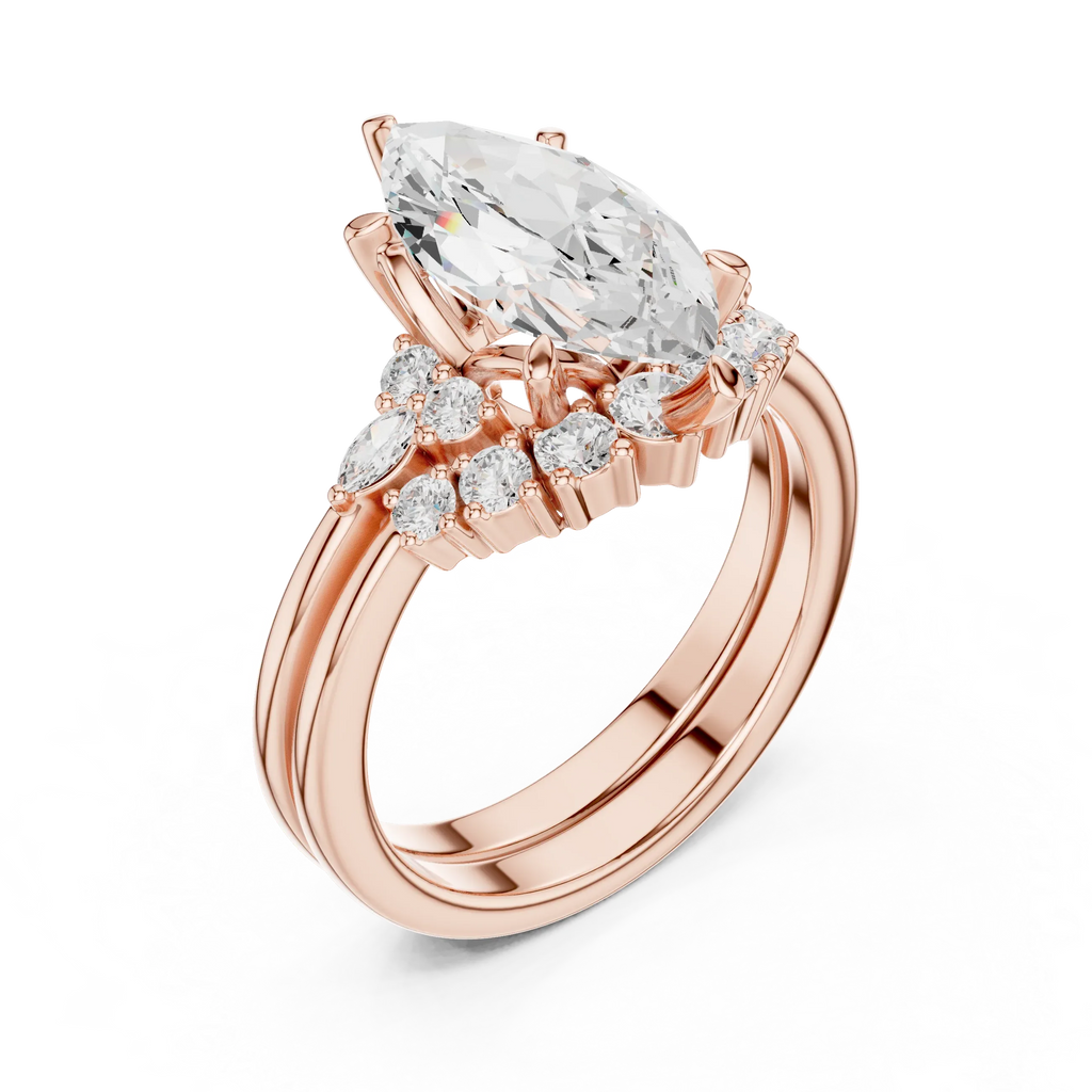 2.92 CT VVS1 D Color Marquise Cut Cluster Diamond Wedding Ring