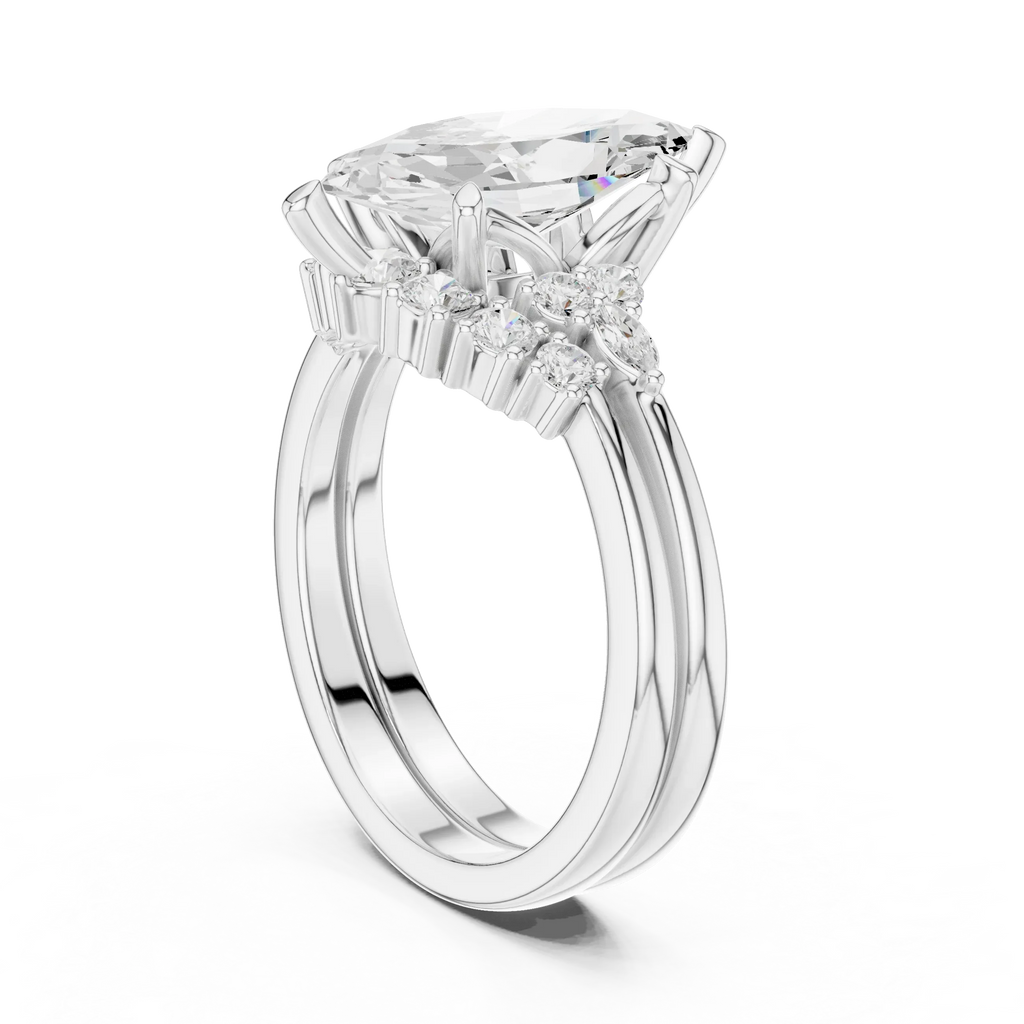 2.92 CT VVS1 D Color Marquise Cut Cluster Diamond Wedding Ring