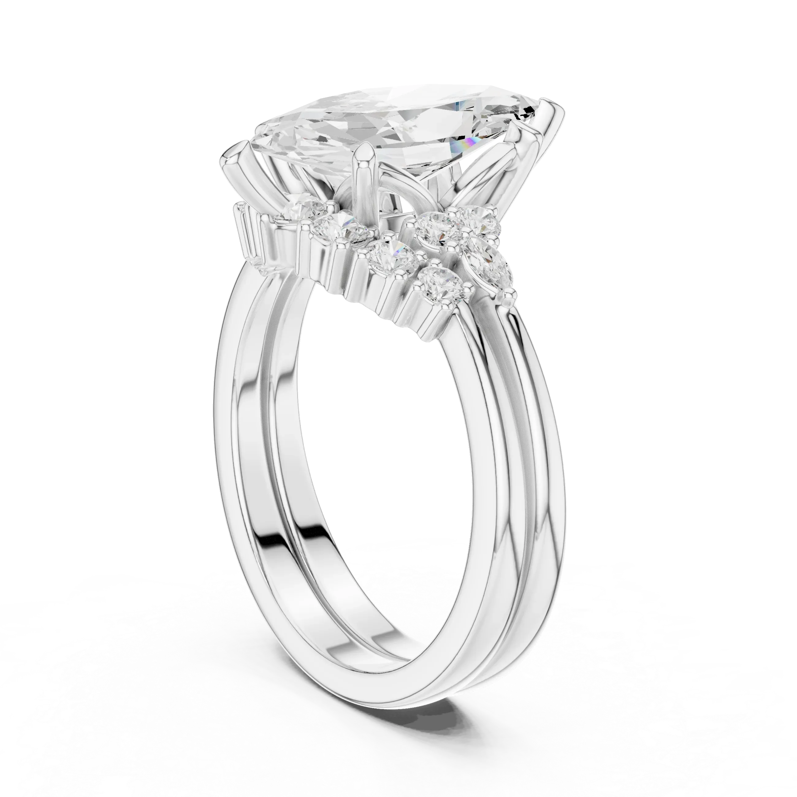 2.92 CT VVS1 D Color Marquise Cut Cluster Diamond Wedding Ring