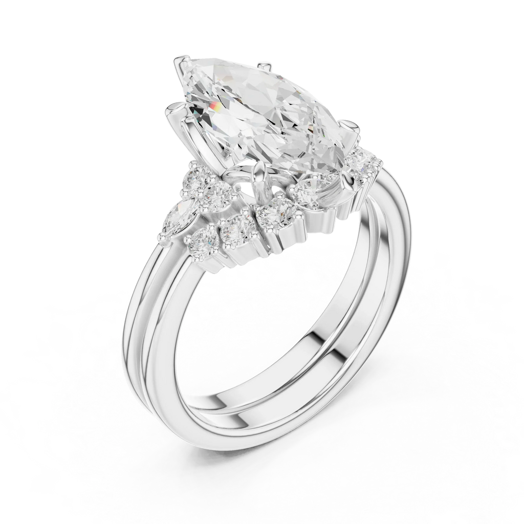 2.92 CT VVS1 D Color Marquise Cut Cluster Diamond Wedding Ring