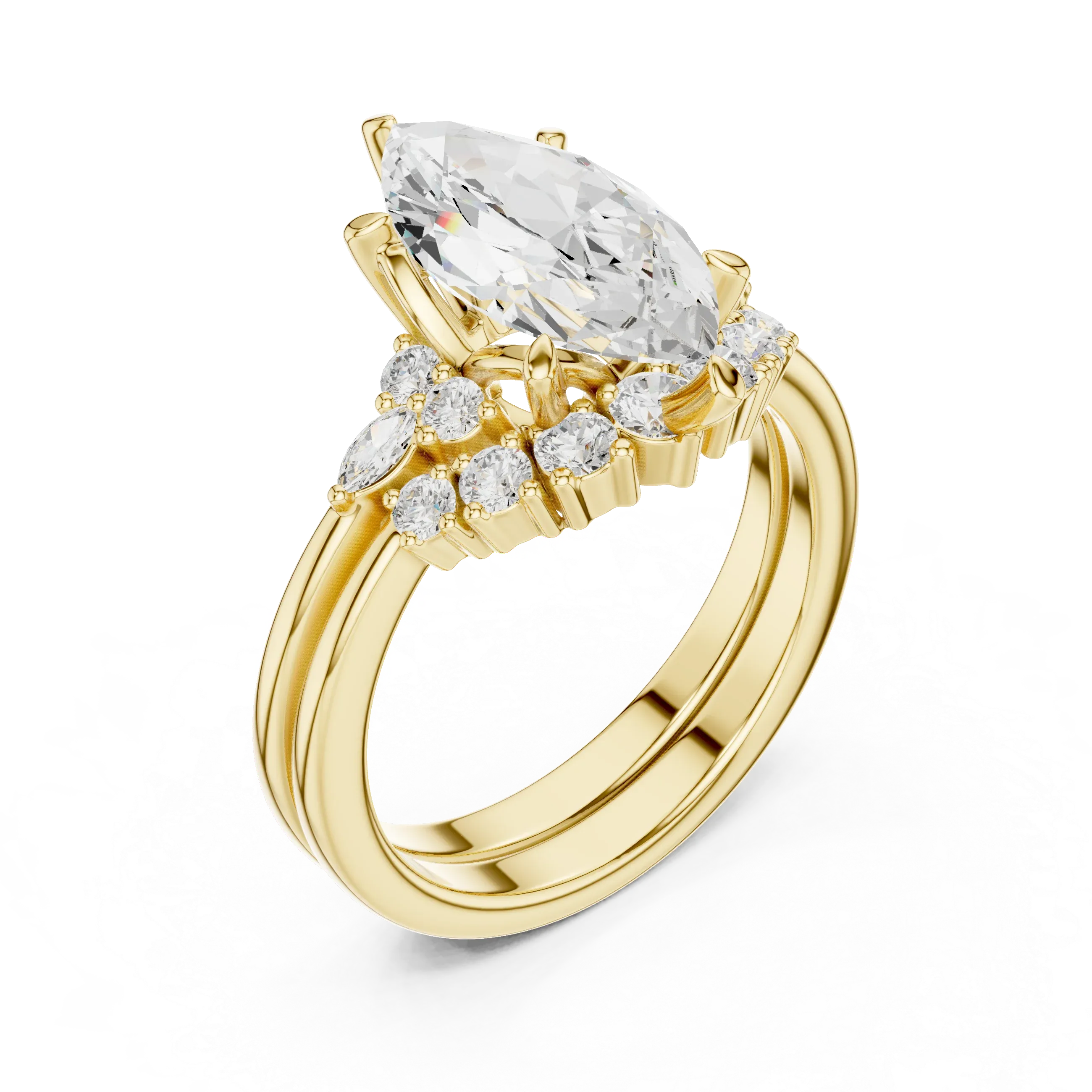 2.92 CT VVS1 D Color Marquise Cut Cluster Diamond Wedding Ring