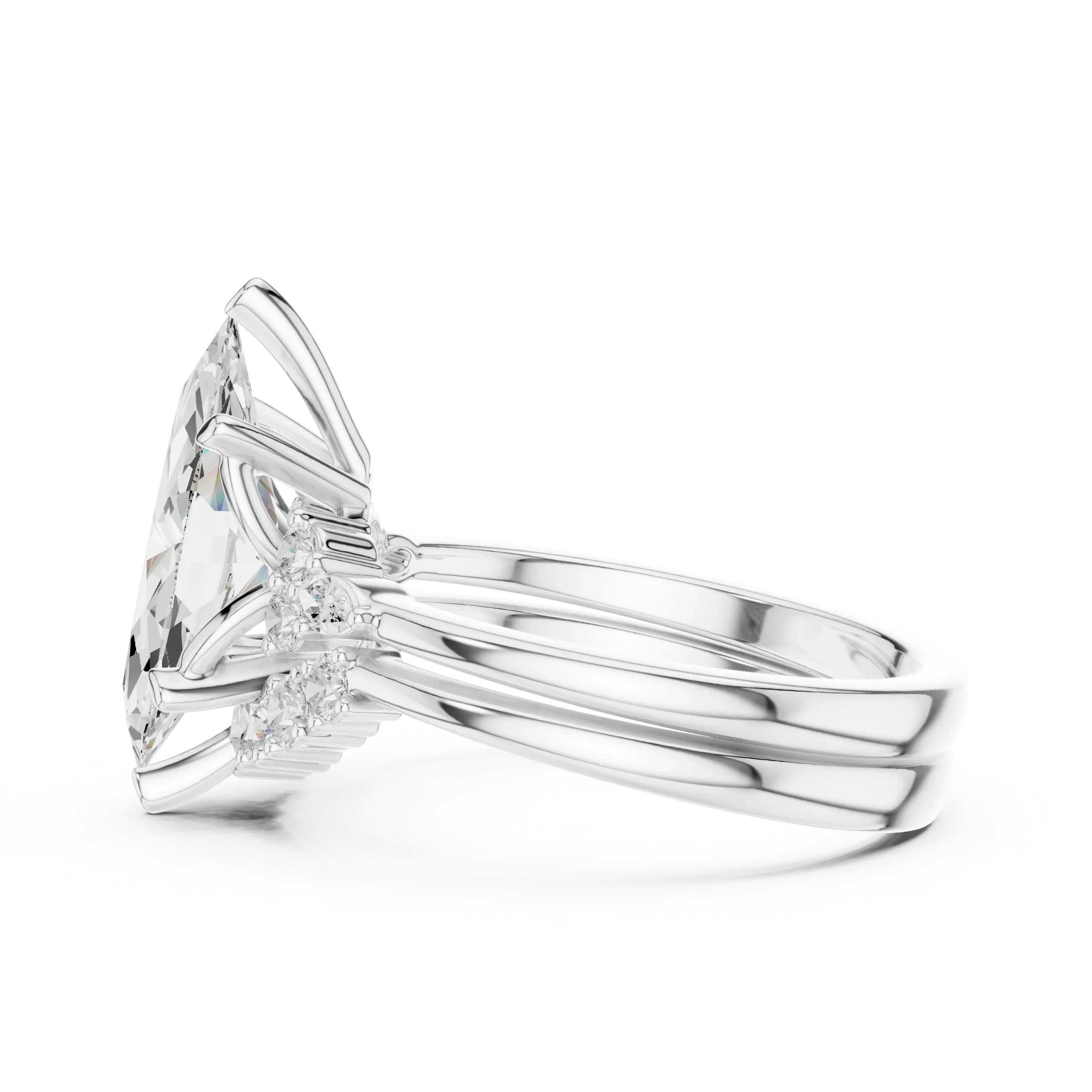 2.92 CT VVS1 D Color Marquise Cut Cluster Diamond Wedding Ring