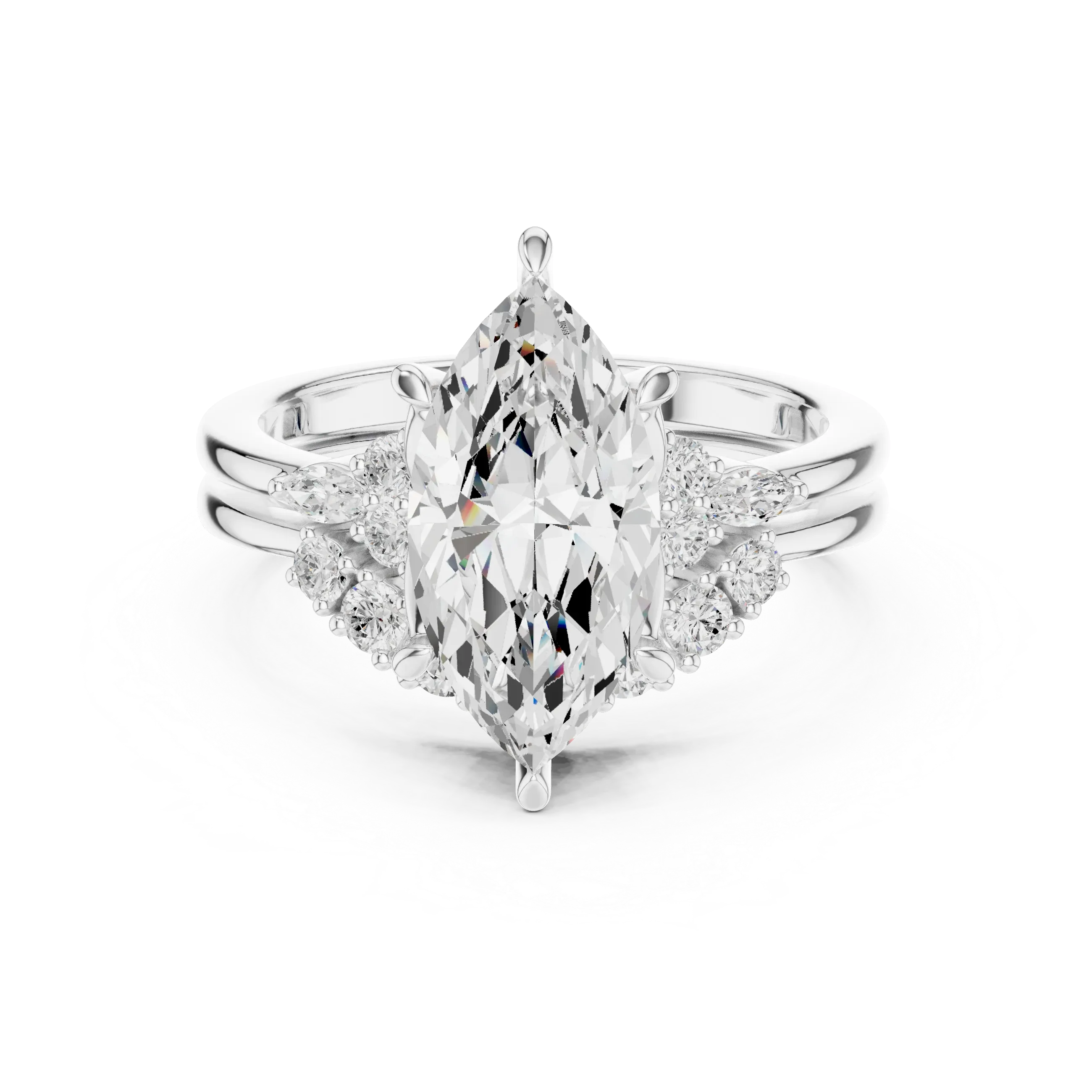2.92 CT VVS1 D Color Marquise Cut Cluster Diamond Wedding Ring