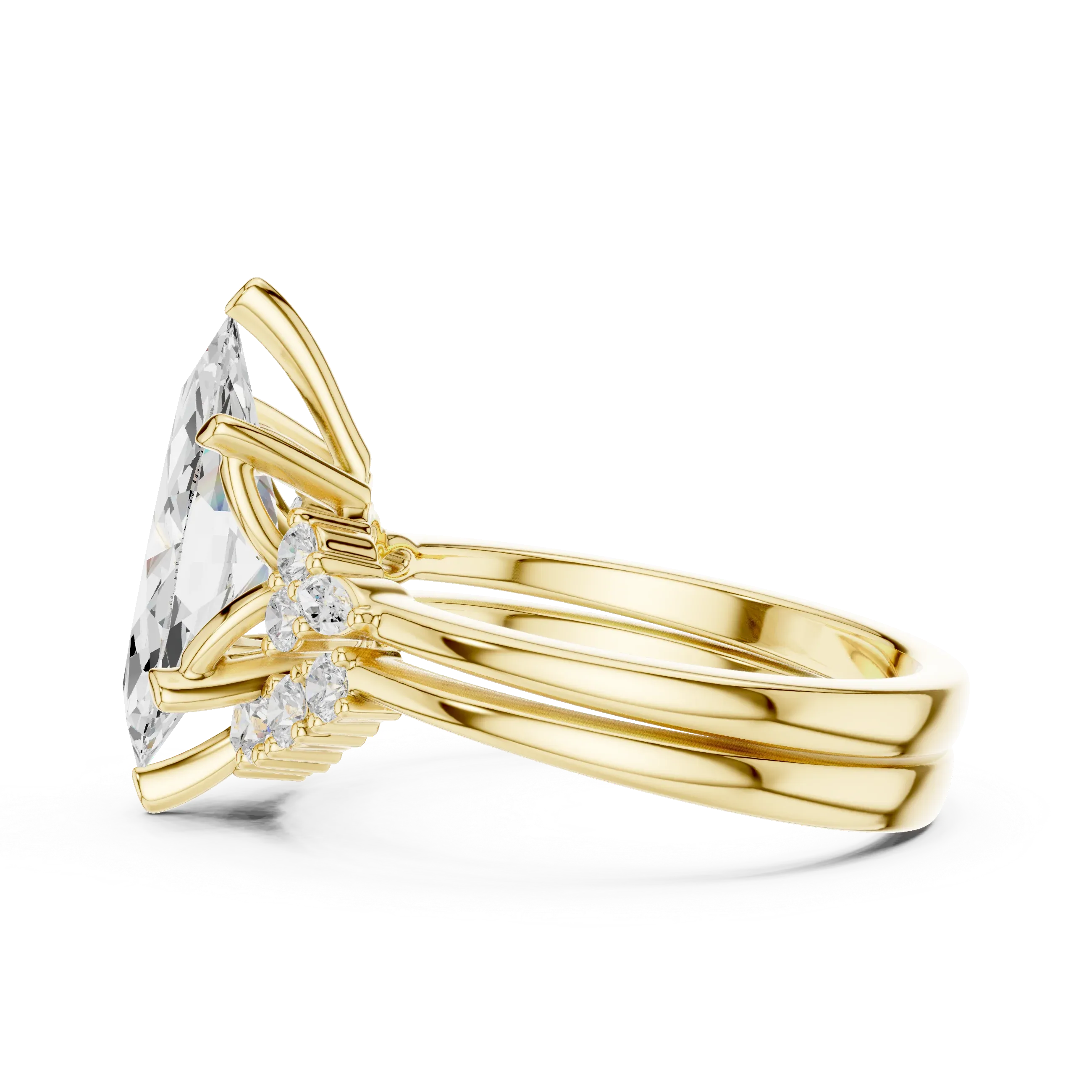 2.92 CT VVS1 D Color Marquise Cut Cluster Diamond Wedding Ring