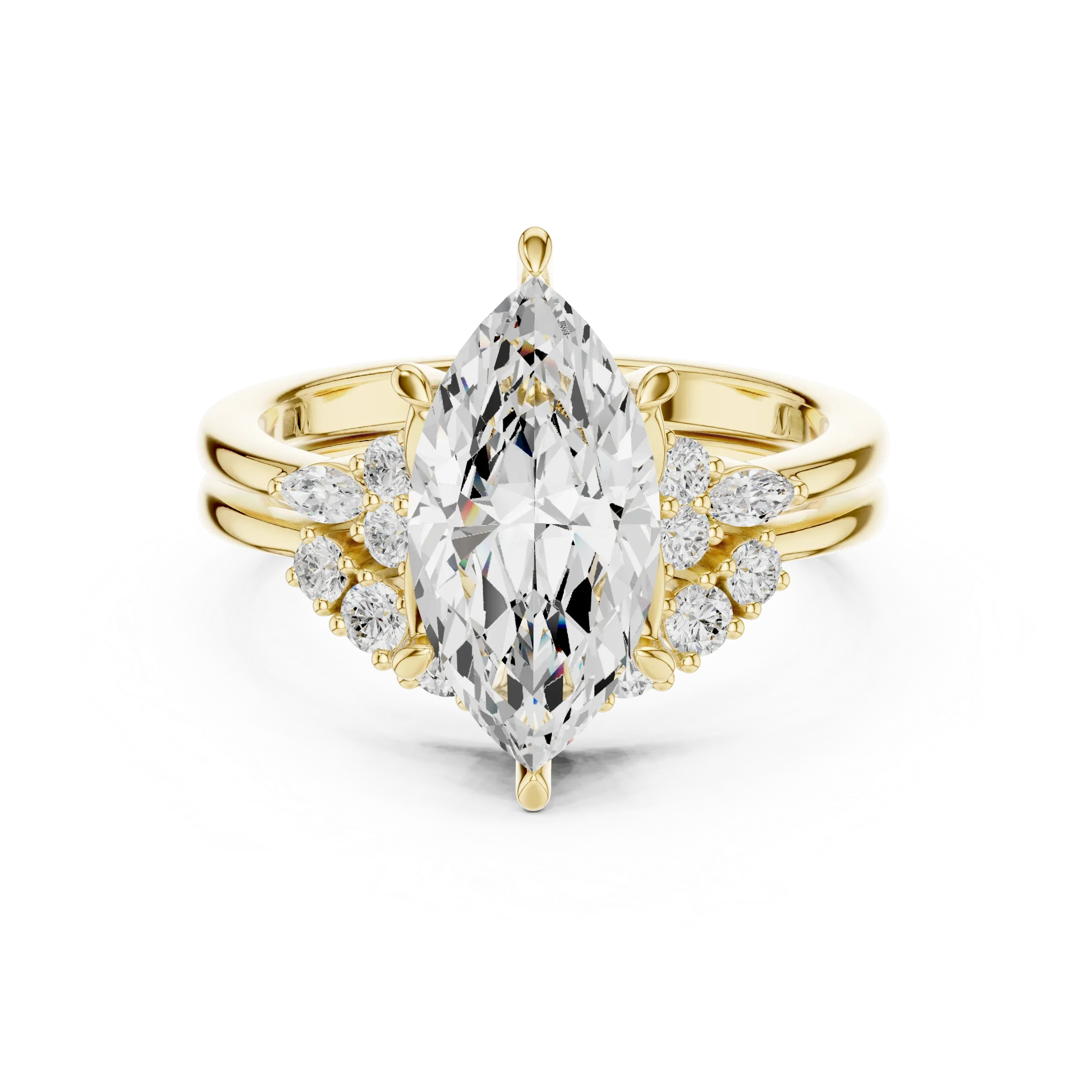 2.92 CT VVS1 D Color Marquise Cut Cluster Diamond Wedding Ring