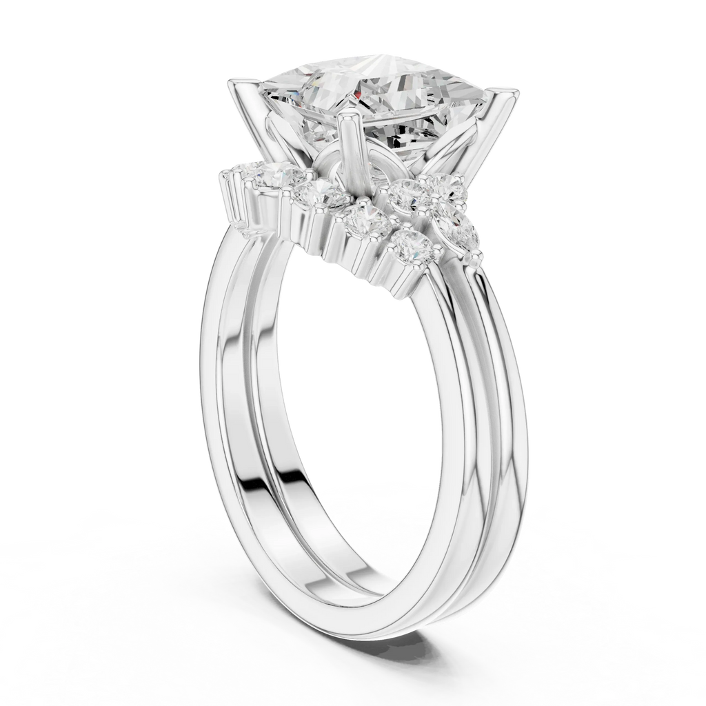 2.92 CT VVS1 D Color Princess Cut Cluster Diamond Wedding Ring