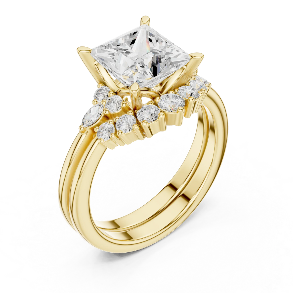 2.92 CT VVS1 D Color Princess Cut Cluster Diamond Wedding Ring