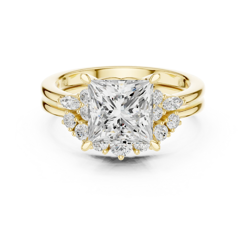 2.92 CT VVS1 D Color Princess Cut Cluster Diamond Wedding Ring