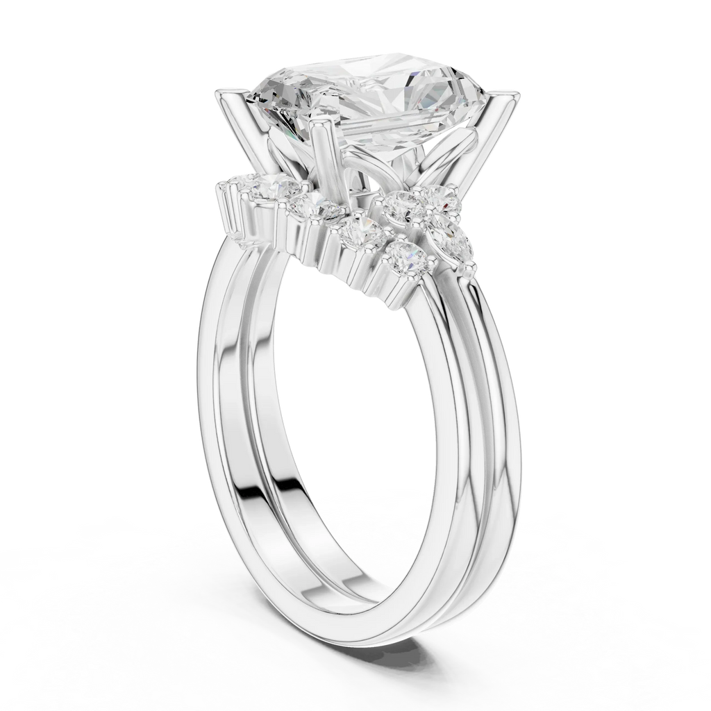 2.92 CT VVS1 D Color Radient Cut Cluster Diamond Wedding Ring