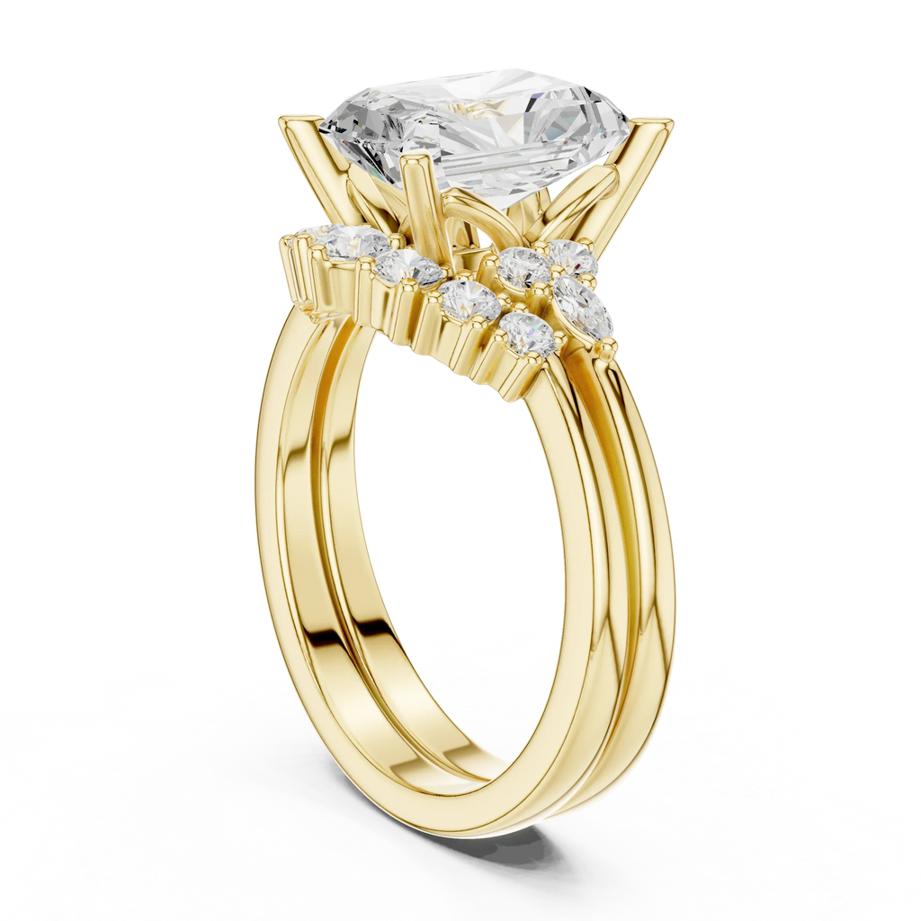 2.92 CT VVS1 D Color Radient Cut Cluster Diamond Wedding Ring
