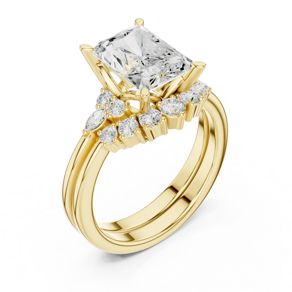 2.92 CT VVS1 D Color Radient Cut Cluster Diamond Wedding Ring