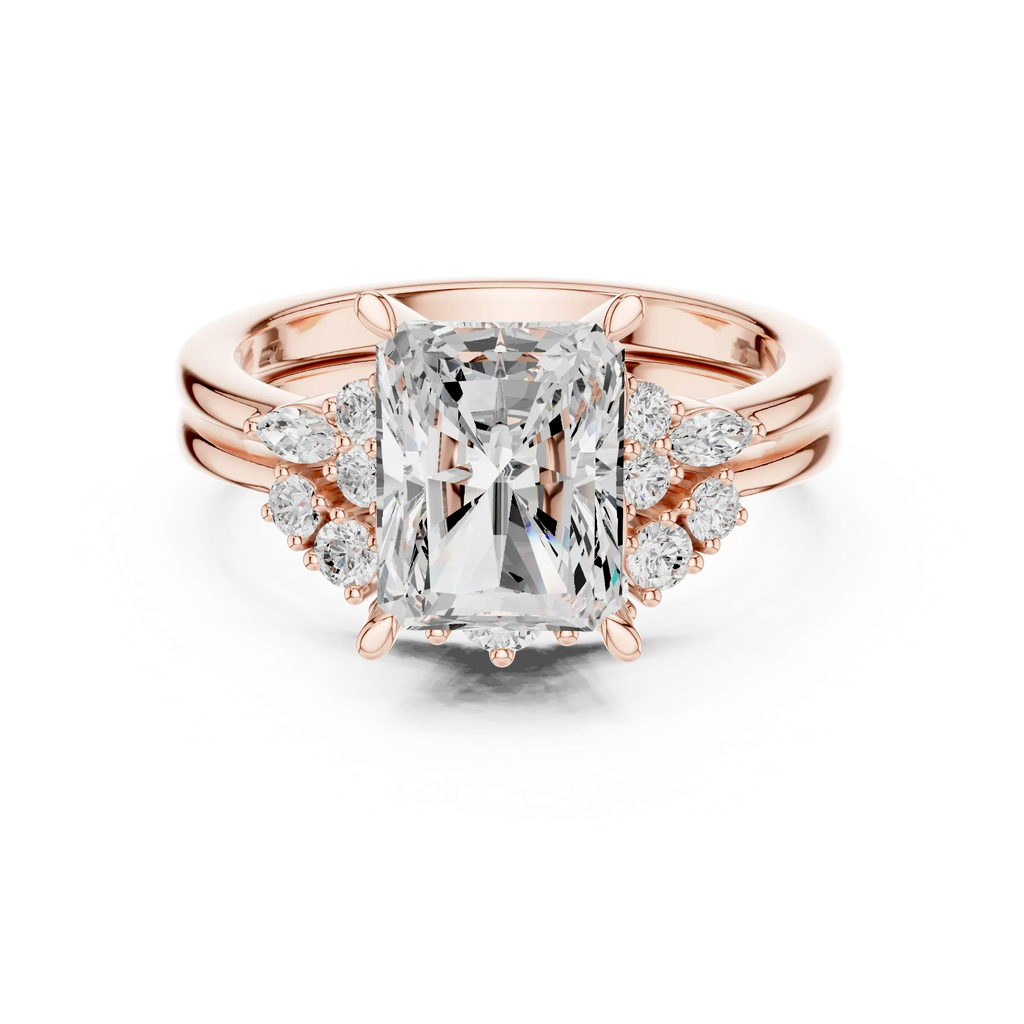 2.92 CT VVS1 D Color Radient Cut Cluster Diamond Wedding Ring