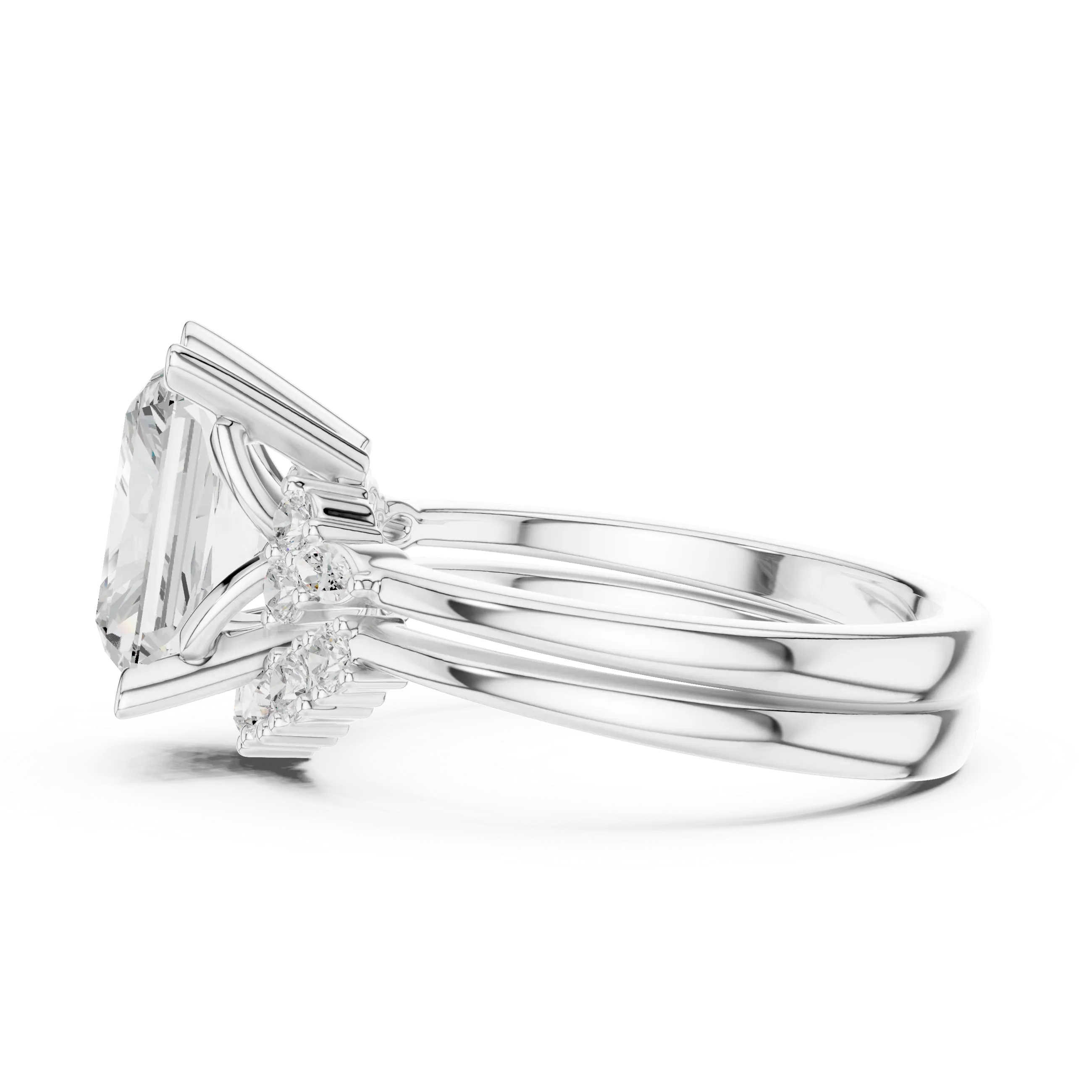 2.92 CT VVS1 D Color Radient Cut Cluster Diamond Wedding Ring