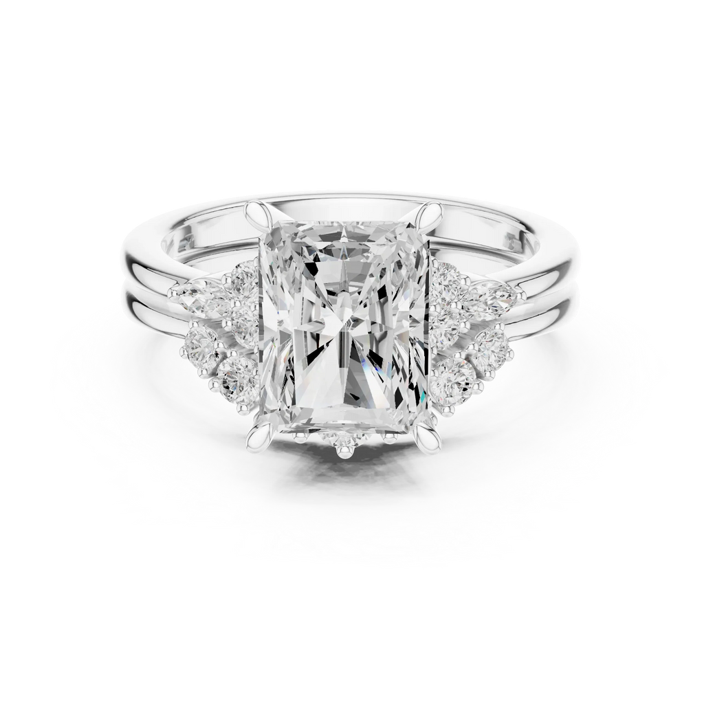 2.92 CT VVS1 D Color Radient Cut Cluster Diamond Wedding Ring