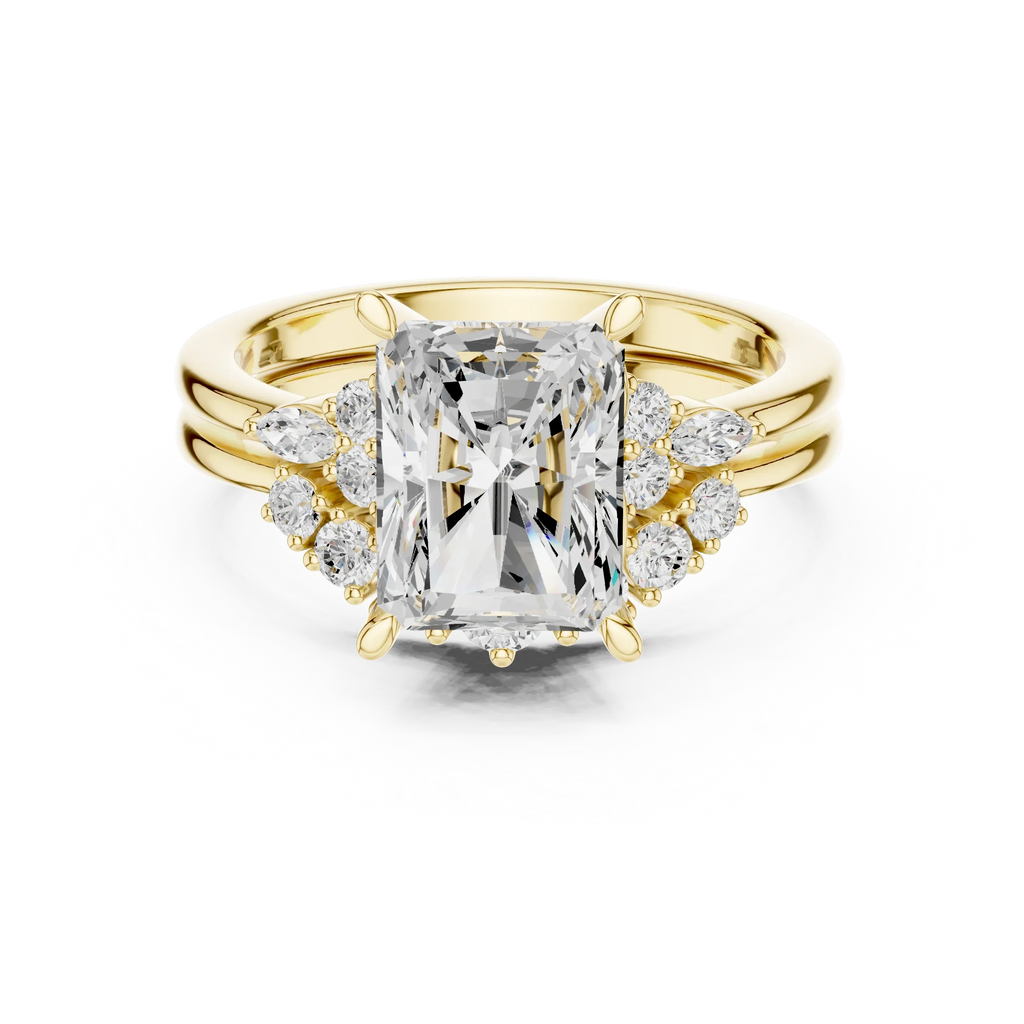 2.92 CT VVS1 D Color Radient Cut Cluster Diamond Wedding Ring
