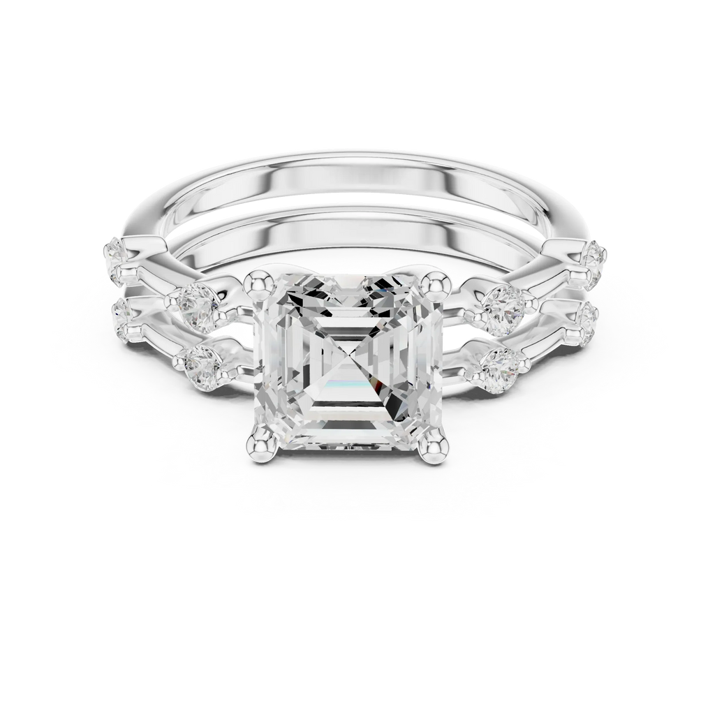 2.86 CT VS Asscher Cut White Gold Diamond Engagement Ring