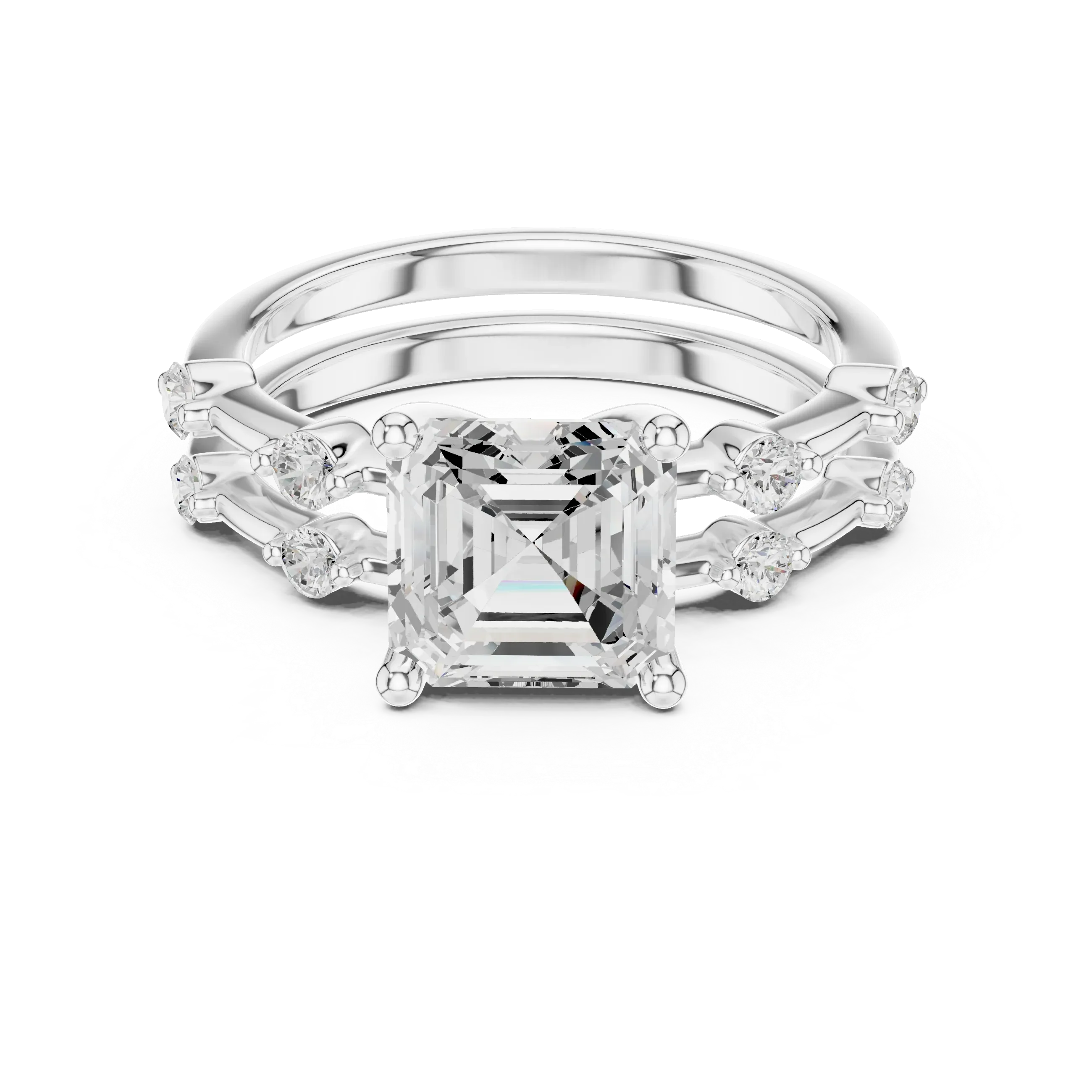 2.86 CT VS Asscher Cut White Gold Diamond Engagement Ring