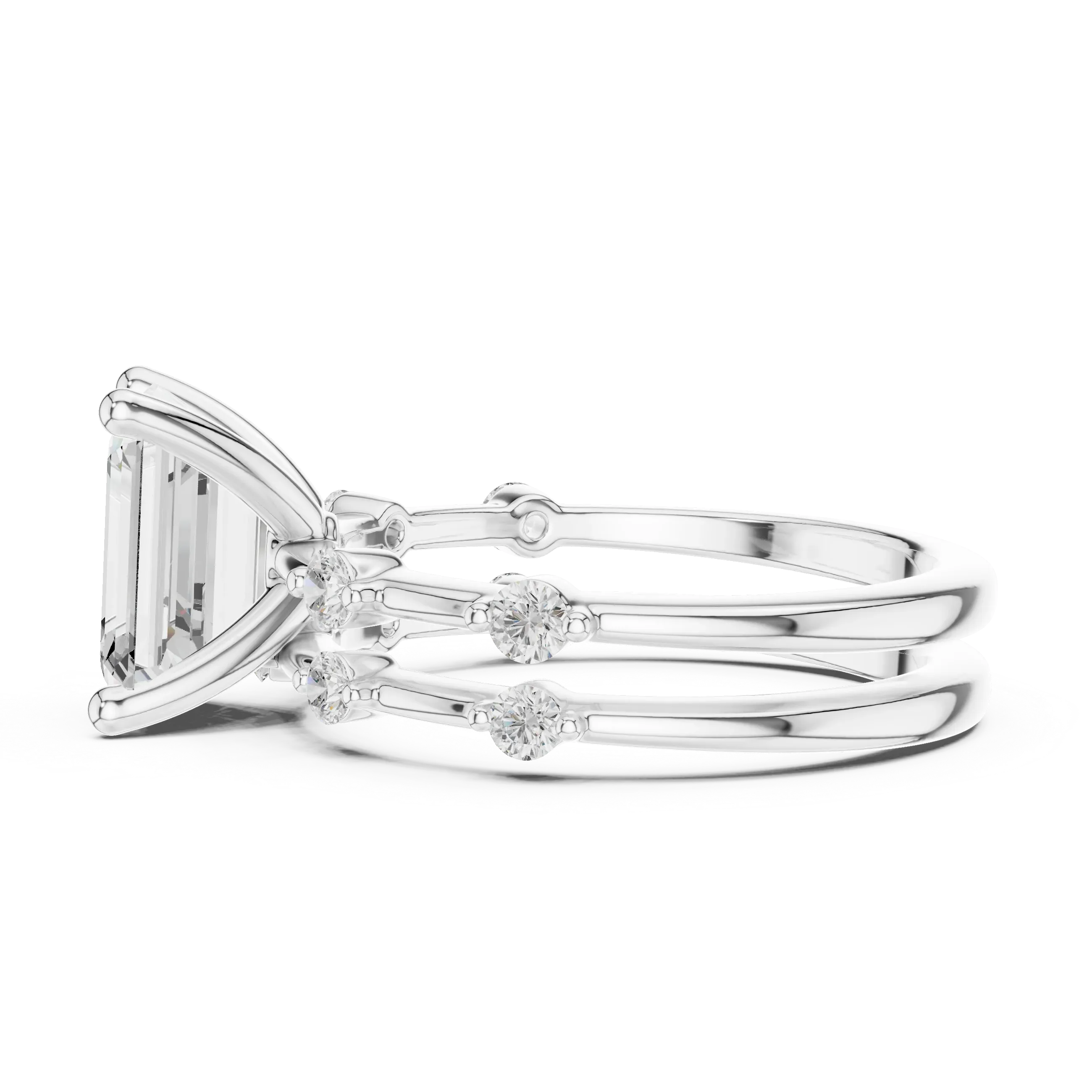 2.86 CT VS Emerald Cut White Gold Diamond Engagement Ring