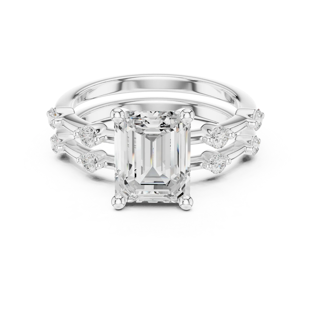 2.86 CT VS Emerald Cut White Gold Diamond Engagement Ring
