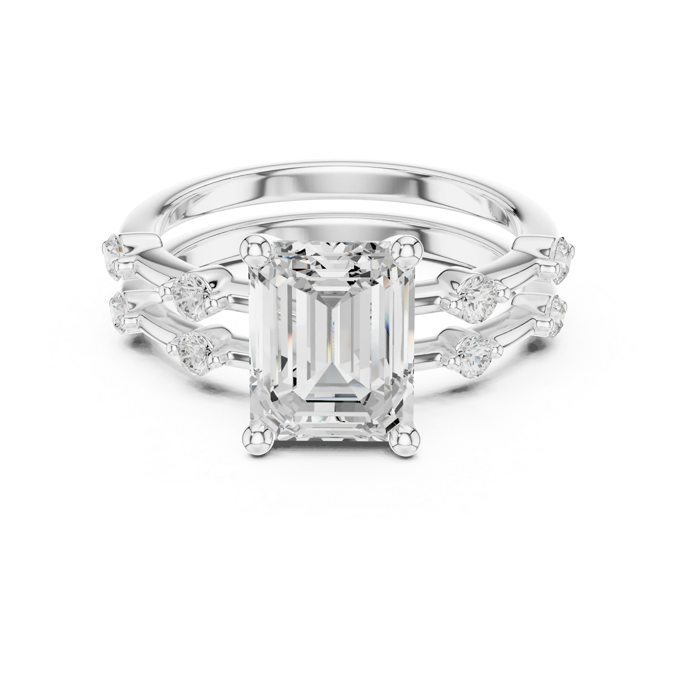 2.86 CT VS Emerald Cut White Gold Diamond Engagement Ring