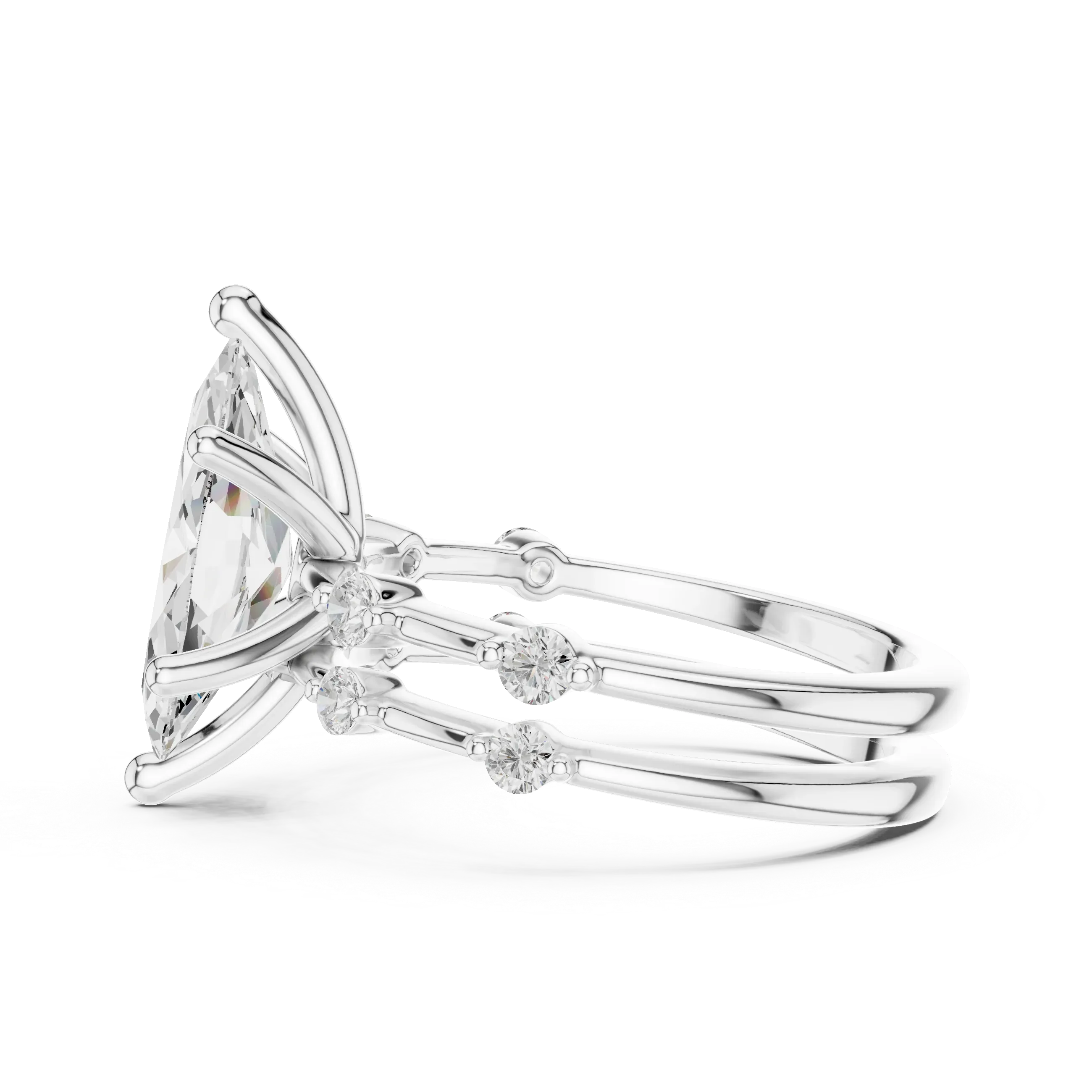 2.86 CT VS Marquise Cut White Gold Diamond Engagement Ring