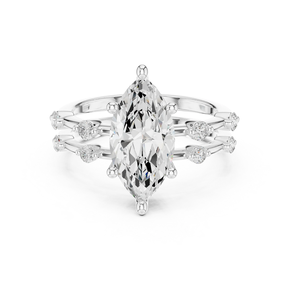 2.86 CT VS Marquise Cut White Gold Diamond Engagement Ring
