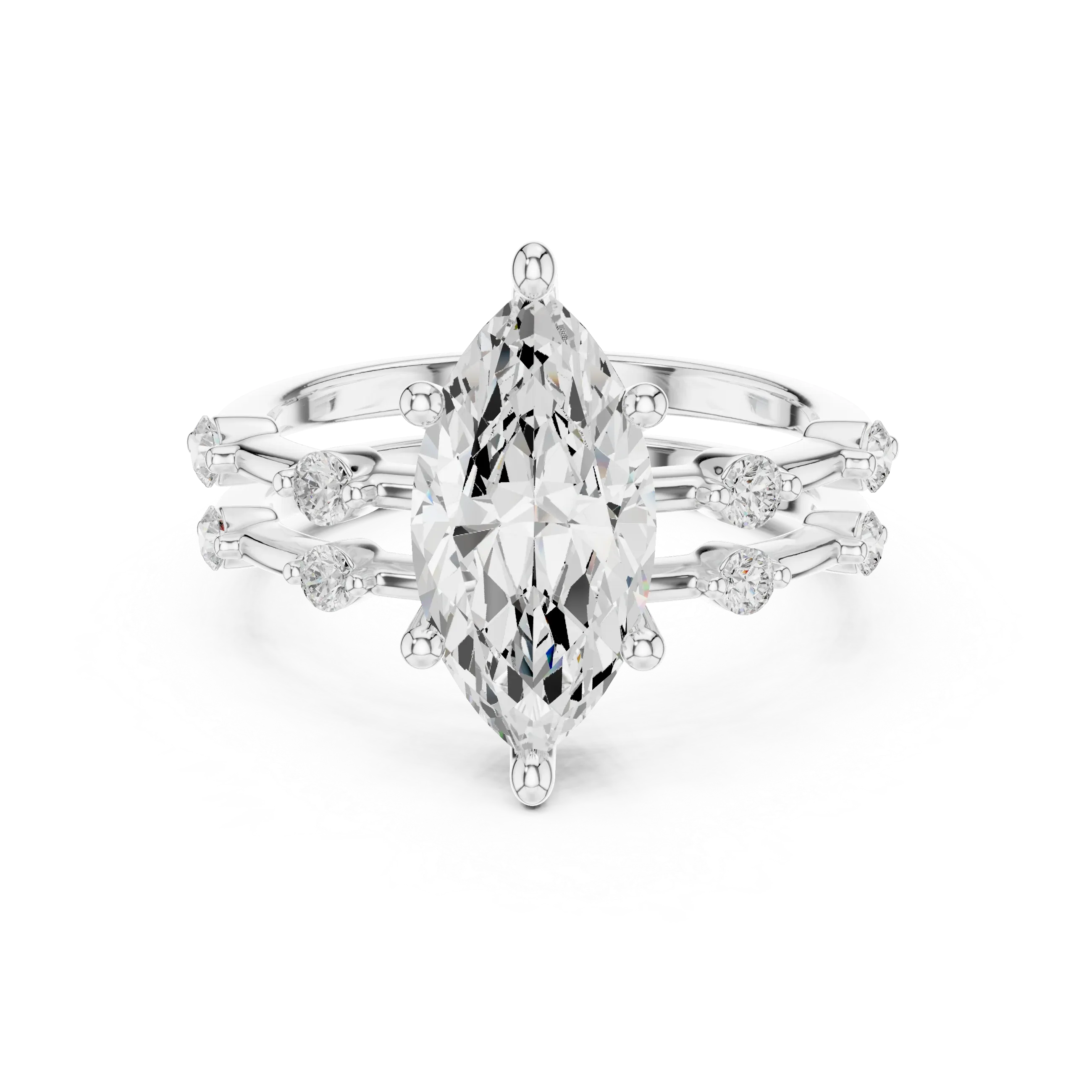2.86 CT VS Marquise Cut White Gold Diamond Engagement Ring