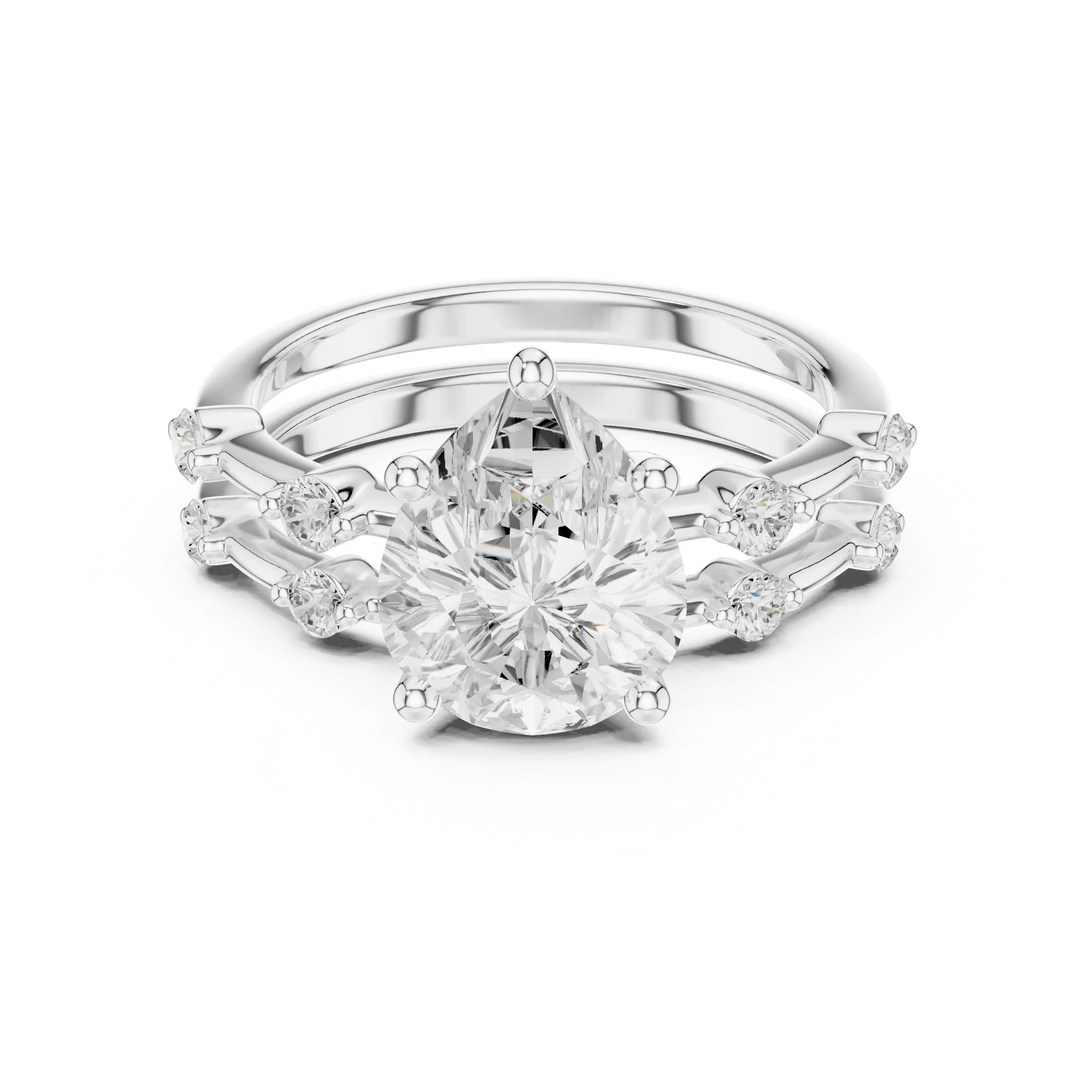 2.86 CT VS Pear Cut White Gold Diamond Engagement Ring