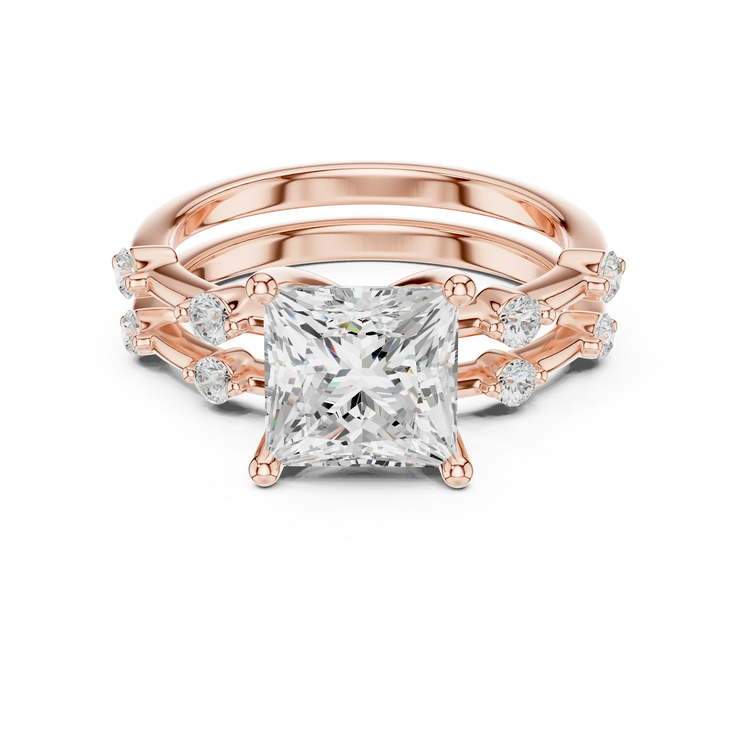 2.86 CT VS Princess Cut White Gold Diamond Engagement Ring