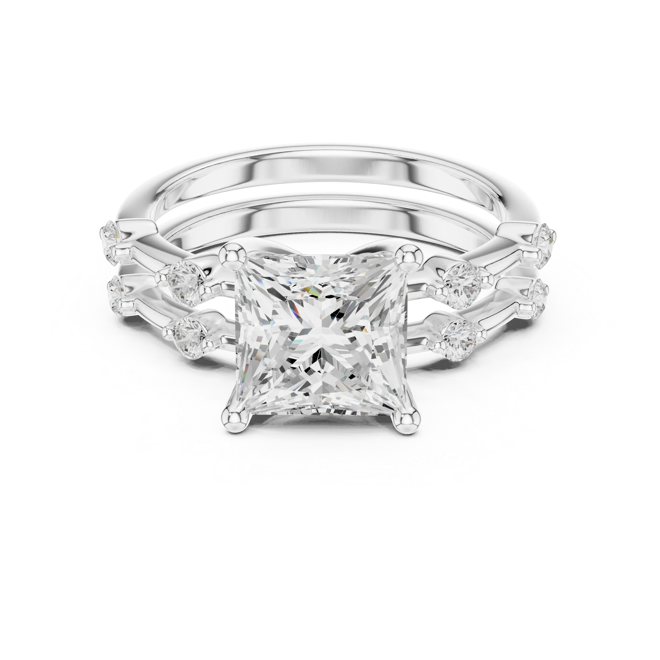 2.86 CT VS Princess Cut White Gold Diamond Engagement Ring