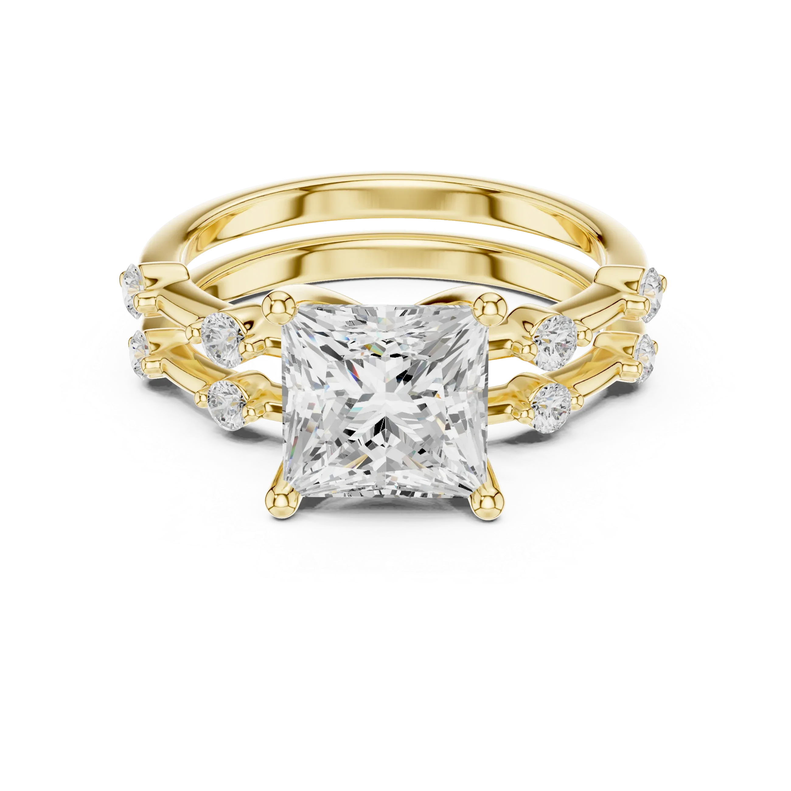 2.86 CT VS Princess Cut White Gold Diamond Engagement Ring