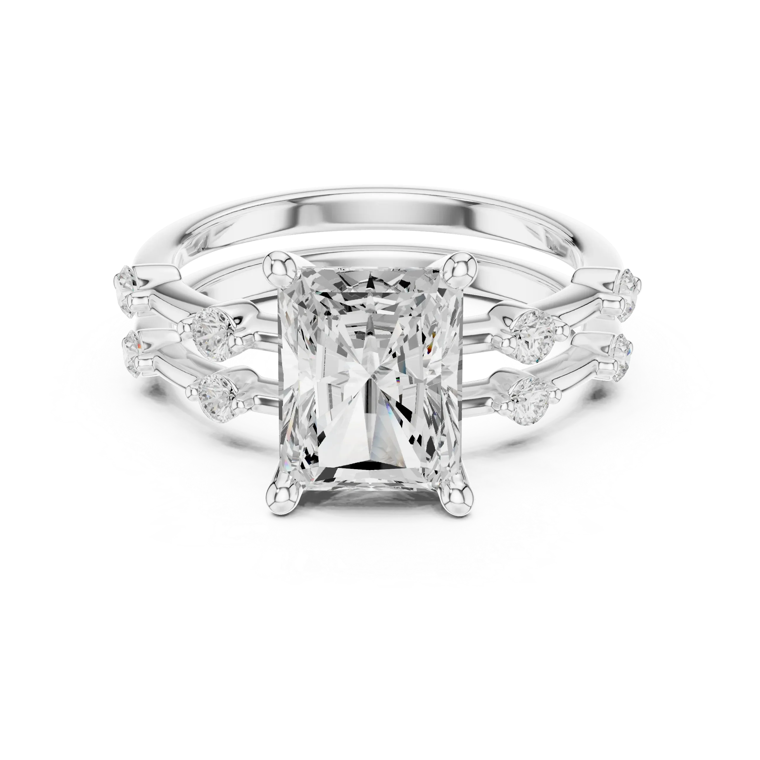 2.86 CT VS Radient Cut White Gold Diamond Engagement Ring