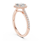 White Gold 1.40 CTW Asscher Diamond Halo Engagement Ring with Pavé Band