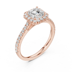 White Gold 1.40 CTW Asscher Diamond Halo Engagement Ring with Pavé Band
