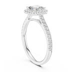 White Gold 1.40 CTW Asscher Diamond Halo Engagement Ring with Pavé Band