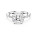 White Gold 1.40 CTW Asscher Diamond Halo Engagement Ring with Pavé Band