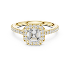 White Gold 1.40 CTW Asscher Diamond Halo Engagement Ring with Pavé Band