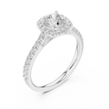 White Gold 1.40 CTW Cushion Diamond Halo Engagement Ring with Pavé Band