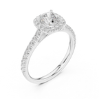 White Gold 1.40 CTW Cushion Diamond Halo Engagement Ring with Pavé Band