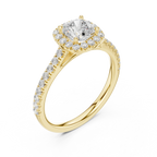 White Gold 1.40 CTW Cushion Diamond Halo Engagement Ring with Pavé Band