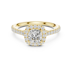 White Gold 1.40 CTW Cushion Diamond Halo Engagement Ring with Pavé Band