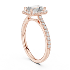 White Gold 1.40 CTW Emerald Diamond Halo Engagement Ring with Pavé Band