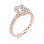 White Gold 1.40 CTW Emerald Diamond Halo Engagement Ring with Pavé Band
