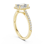 White Gold 1.40 CTW Emerald Diamond Halo Engagement Ring with Pavé Band