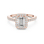 White Gold 1.40 CTW Emerald Diamond Halo Engagement Ring with Pavé Band