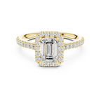 White Gold 1.40 CTW Emerald Diamond Halo Engagement Ring with Pavé Band