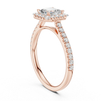 White Gold 1.40 CTW Princess Diamond Halo Engagement Ring with Pavé Band