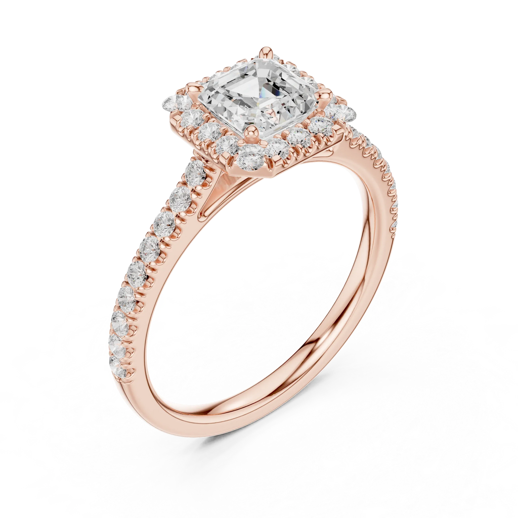 White Gold 1.40 CTW Princess Diamond Halo Engagement Ring with Pavé Band