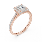 White Gold 1.40 CTW Princess Diamond Halo Engagement Ring with Pavé Band