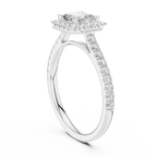 White Gold 1.40 CTW Princess Diamond Halo Engagement Ring with Pavé Band